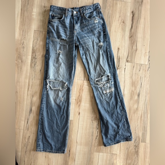 Zara Men's Distressed Straight Blue Jeans - Picture 1 of 2